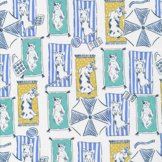 Sunbathing Pups - Dog Days Of Summer - Krissy Mast - Cloud 9 Fabrics - Poplin