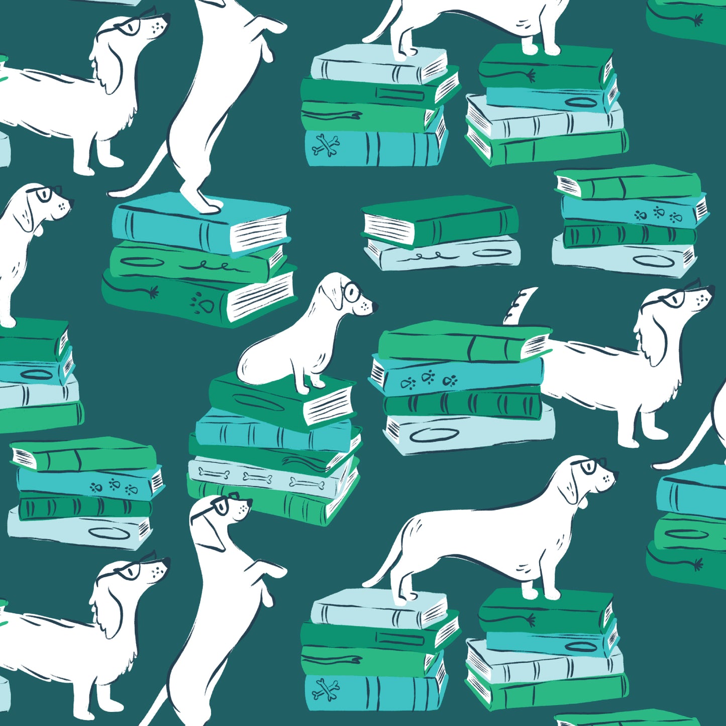 Library Hounds - Teacher's Pet - Krissy Mast - Cloud 9 Fabrics - Poplin