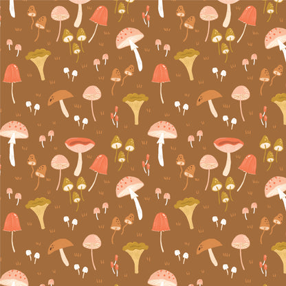 Magic Mushroom - Brown - Woodland Creatures - Dominika Godette - Cloud 9 Fabrics - Poplin