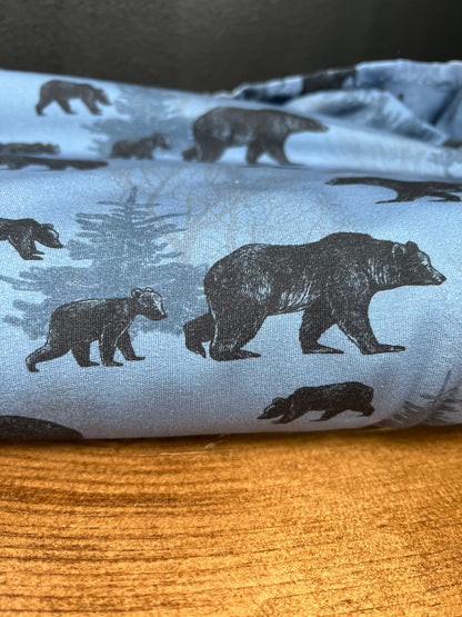 European Cotton Stretch Digital French Terry - Bears - Oeko-Tex® - Blue