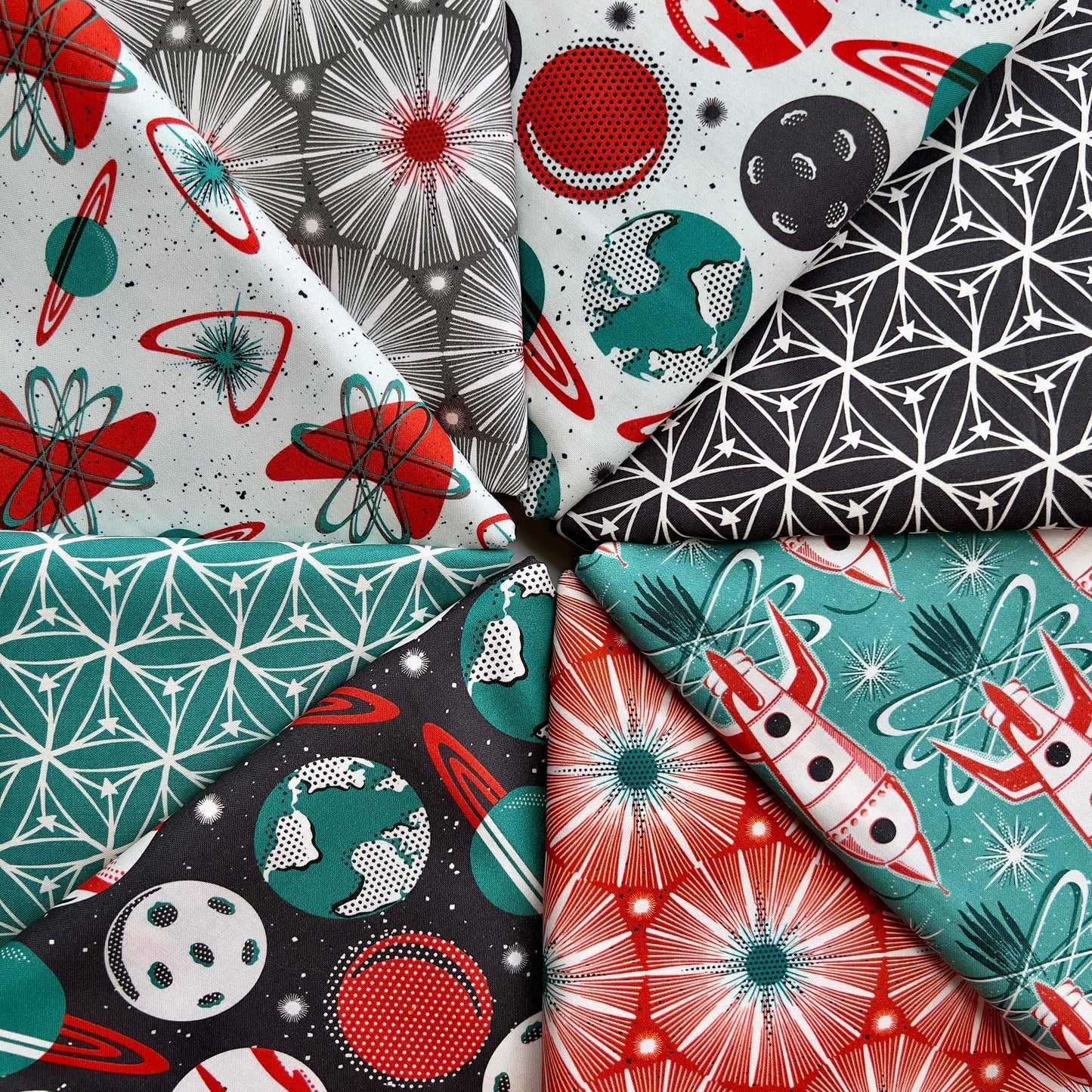 Supernova - Red - Blast Off - Hang Tight Studio - Cloud 9 Fabrics - Poplin