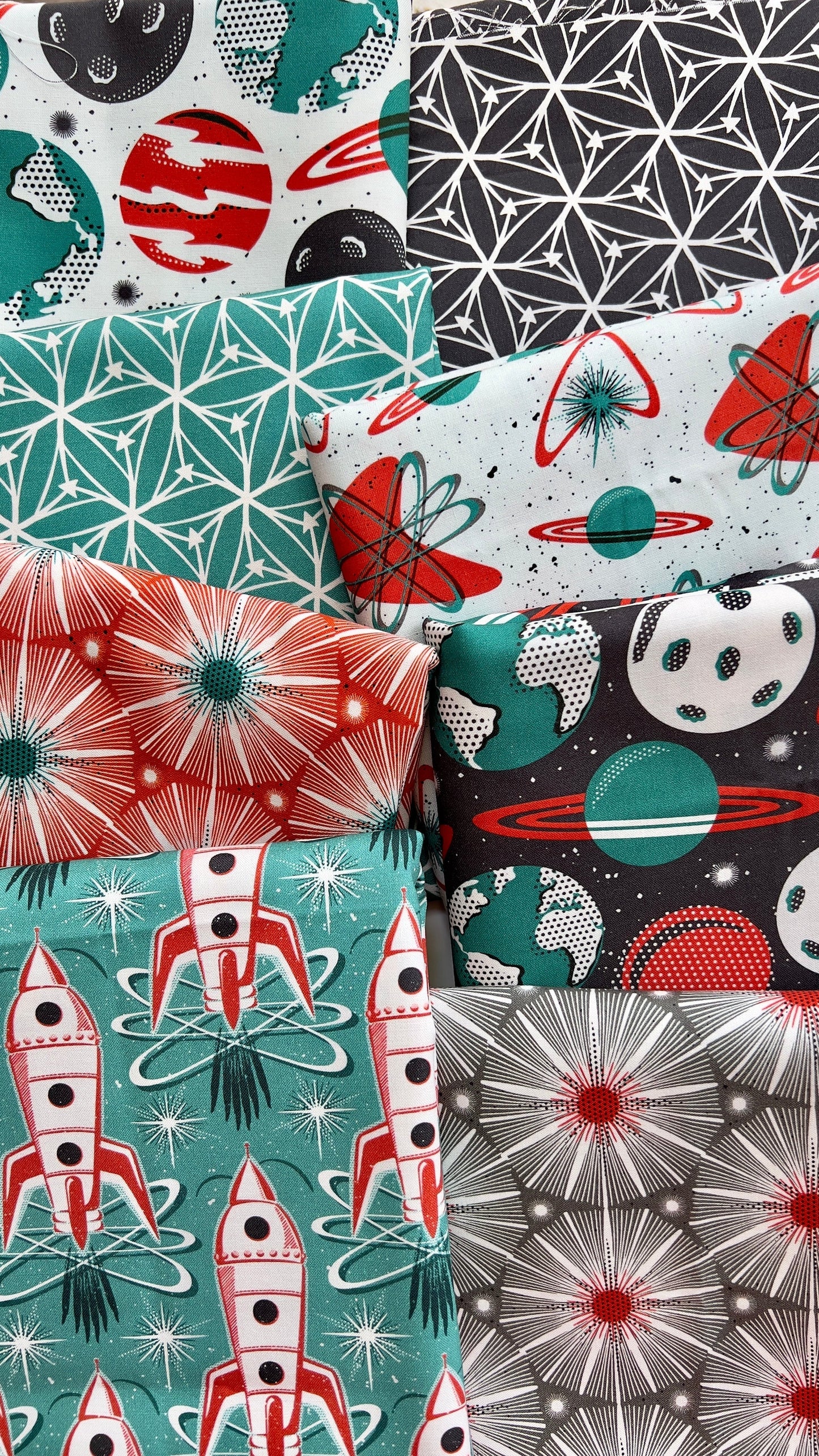 Supernova - Red - Blast Off - Hang Tight Studio - Cloud 9 Fabrics - Poplin