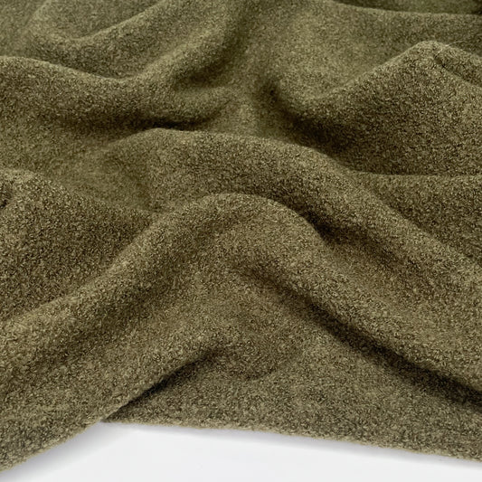 Wool Blend Boucle Coating - Olive