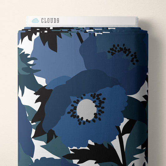 Blue Flowers - Coexisting - Ophelia Pang - Cloud 9 Fabrics - Modal Rayon