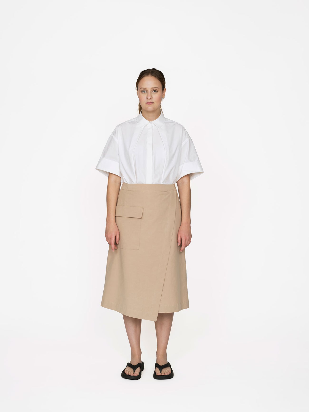 Asymmetric Midi A-Line Mesh Skirt