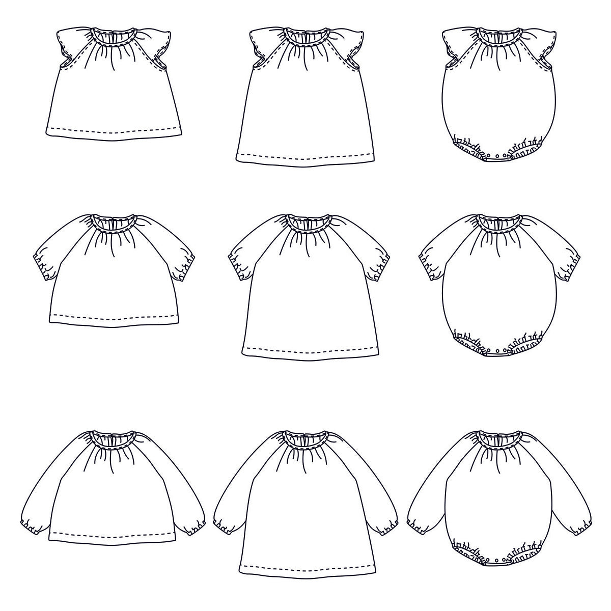 HANOÏ -  Blouse, Dress or Romber Paper Sewing Pattern - Baby 1M/4Y - Ikatee