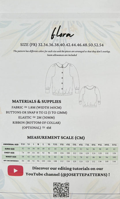 Flora - Womens Blouse / Shirt - Josette Patterns