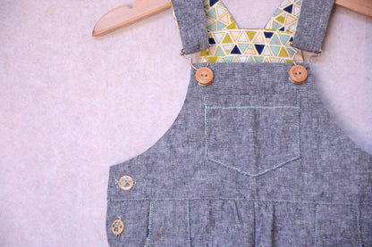 Frankie Dungarees & Dress (6mo-2years) - Kids Paper Sewing Pattern - Two Stitches Patterns