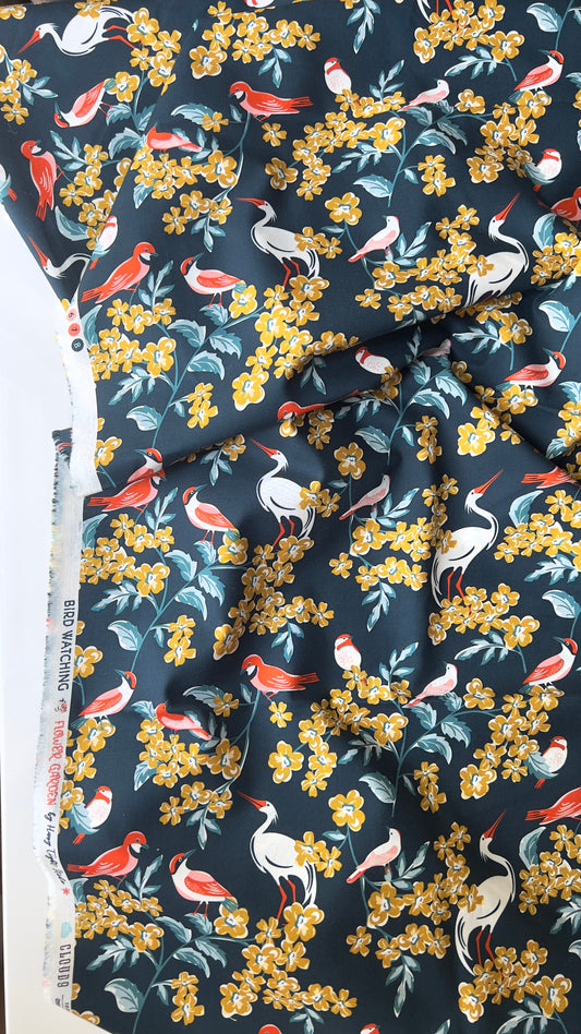 Bird Watching - Flower Garden - Hang Tight Studio - Cloud 9 Fabrics - Poplin