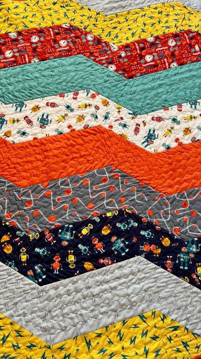 Wavelengths Orange - High Gear - MK Surface - Cloud 9 Fabrics - Poplin