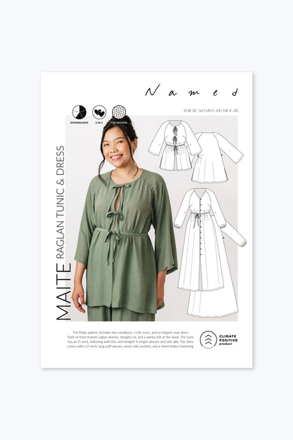 Maite Raglan Tunic & Dress Pattern - Named Clothing