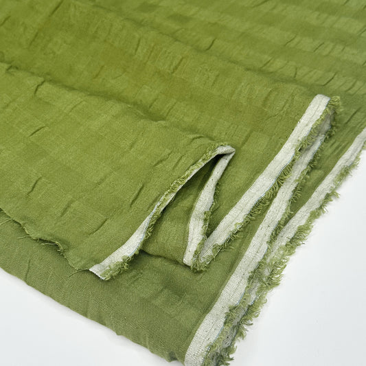 Linen / Viscose Jacquard Gauze - Olive Oil