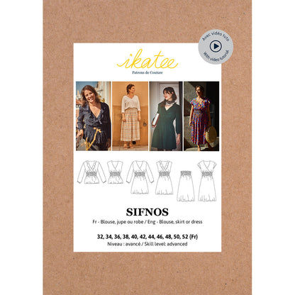 Sifnos Blouse, Dress or Skirt Sewing Pattern - Ladies 32/52 - Ikatee