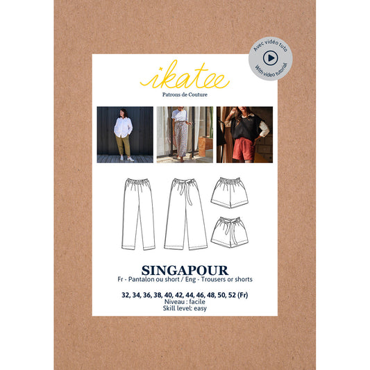 Singapour Trousers & Shorts Sewing Pattern - Ladies 32/52 - Ikatee