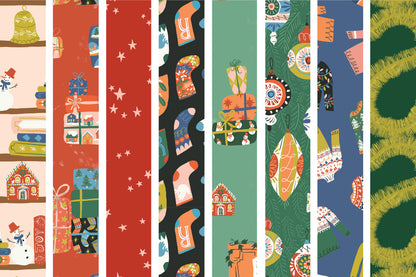 Christmas Shelves - Tinsel Time! - Louise Cunningham - Cloud 9 Fabrics - Poplin