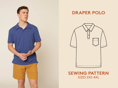 Draper Polo T-Shirt Mens Paper Pattern - Wardrobe by Me