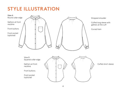 Sille Shirt Womens Paper Pattern - Wardrobe by Me