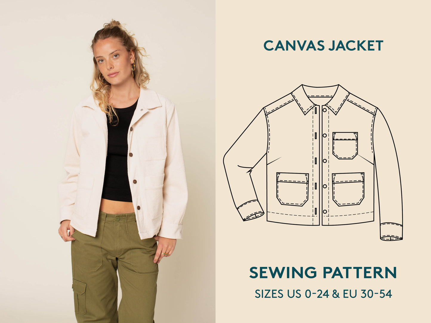 Canvas Jacket Womens Paper Pattern - Wardrobe by Me