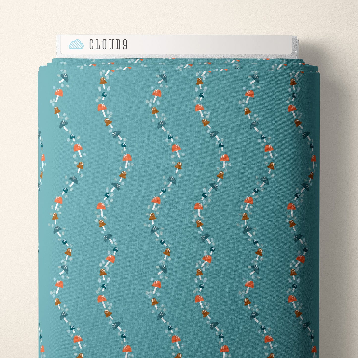 Mushroom Vines - Blue - Woodland Creatures - Dominika Godette - Cloud 9 Fabrics - Poplin