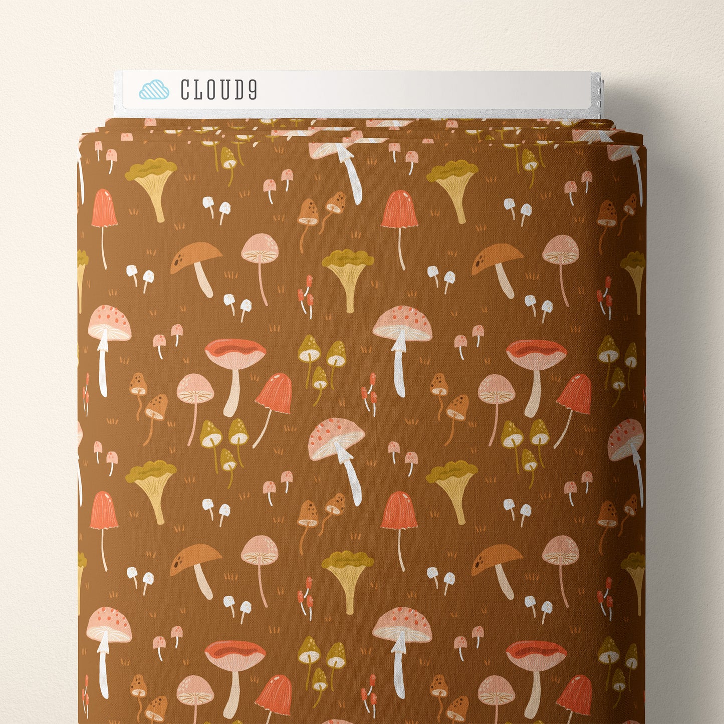 Magic Mushroom - Brown - Woodland Creatures - Dominika Godette - Cloud 9 Fabrics - Poplin