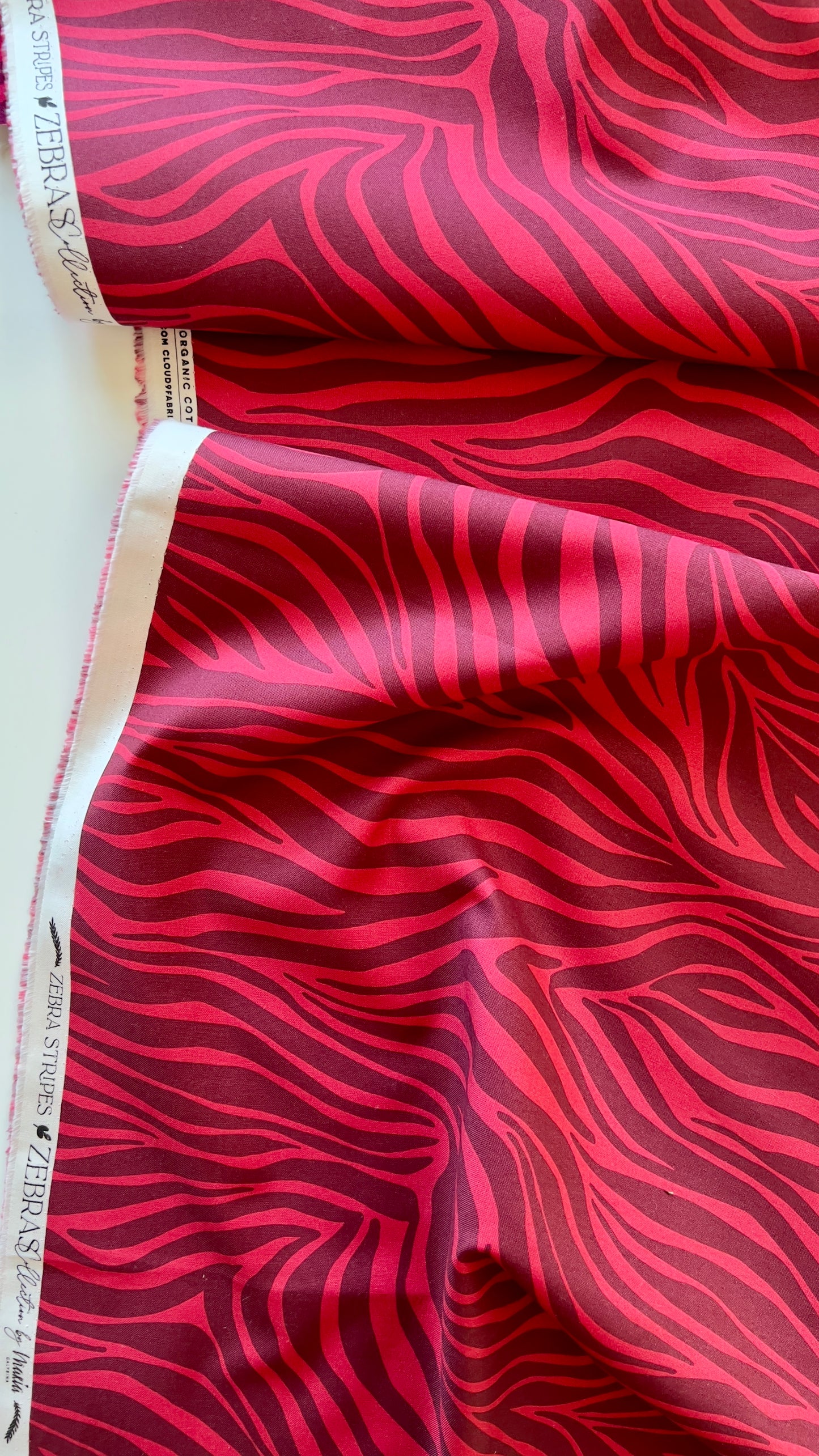 Zebra Stripes Red - Zebras - Maria Galybina - Cloud 9 Fabrics - Poplin