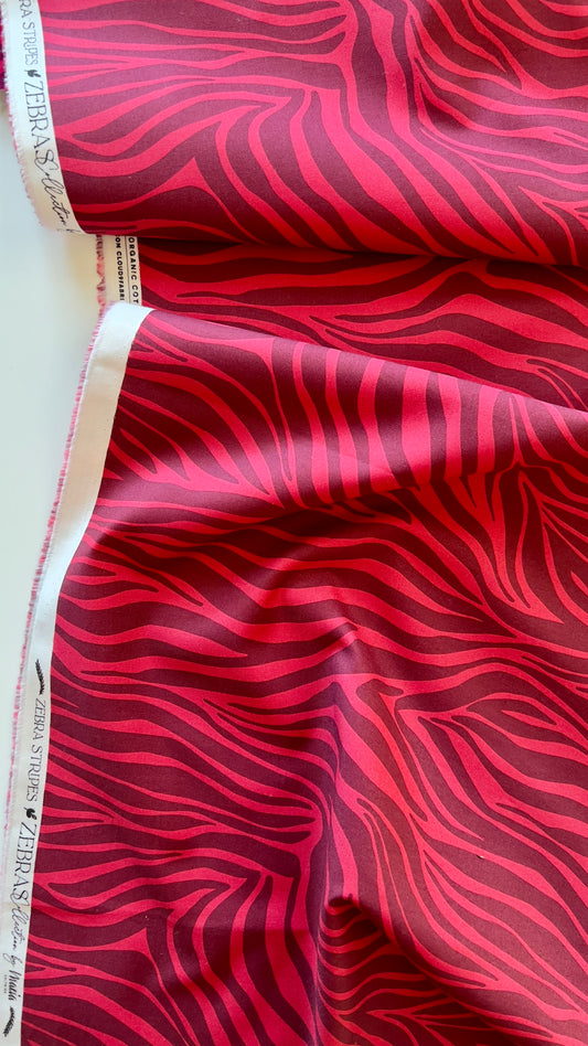 Zebra Stripes Red - Zebras - Maria Galybina - Cloud 9 Fabrics - Poplin