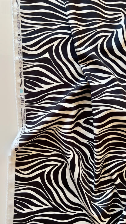 Zebra Stripes Black - Zebras - Maria Galybina - Cloud 9 Fabrics - Poplin