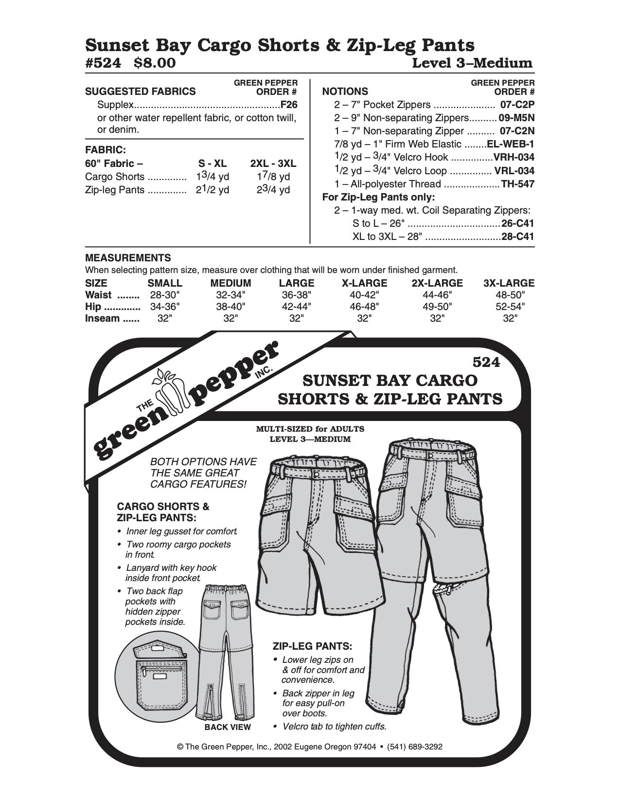 Adult’s Sunset Bay Cargo Shorts & Zip Leg Pants Pattern - 524 - The Green Pepper Patterns - Simplifi Fabric