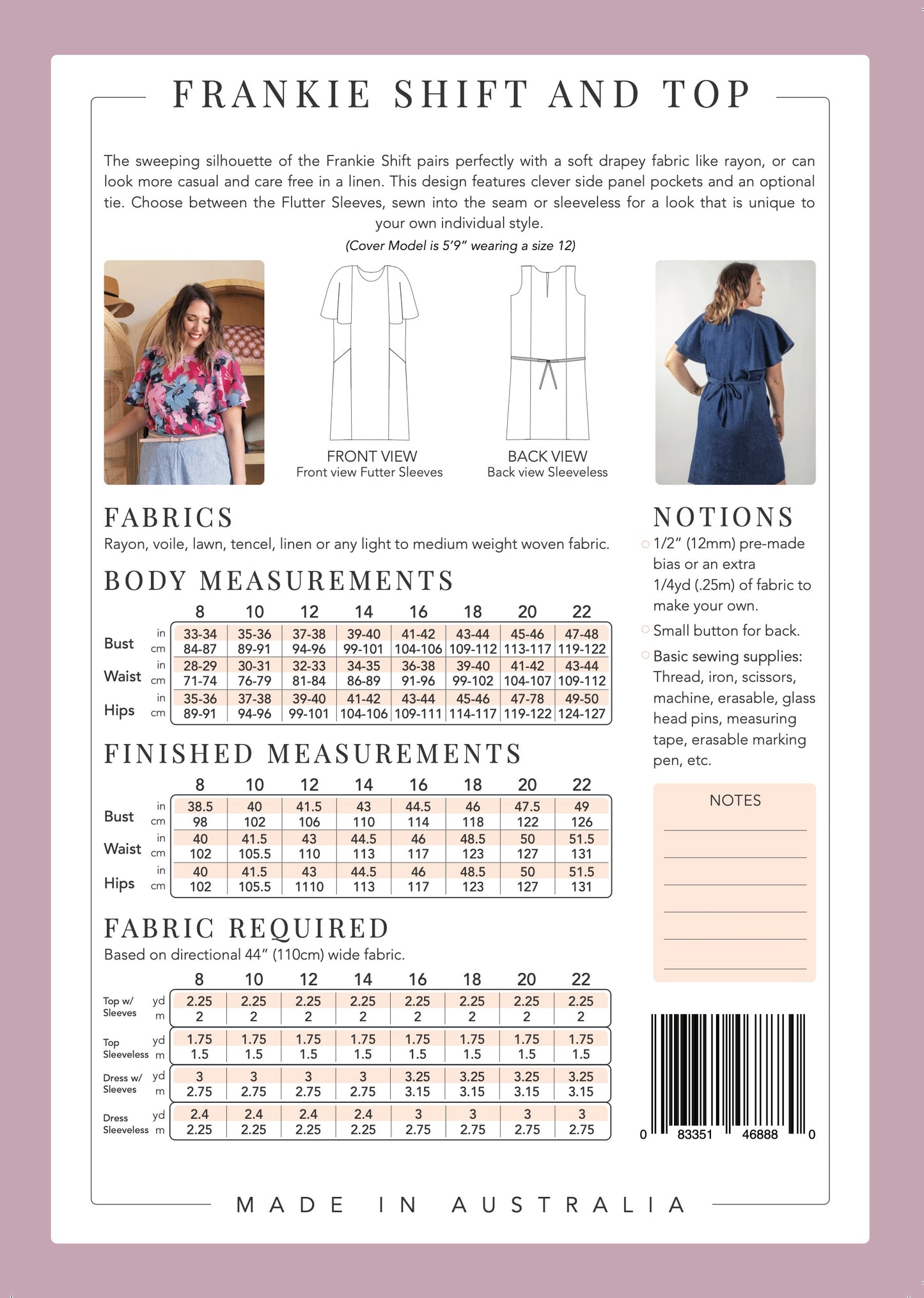 Frankie Shift Dress and Top - Paper Pattern - Sew to Grow