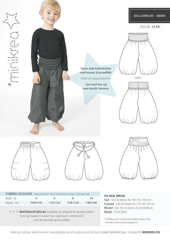 Balloon Pants - Minikrea - Pattern - 4 - 10 yr - Simplifi Fabric