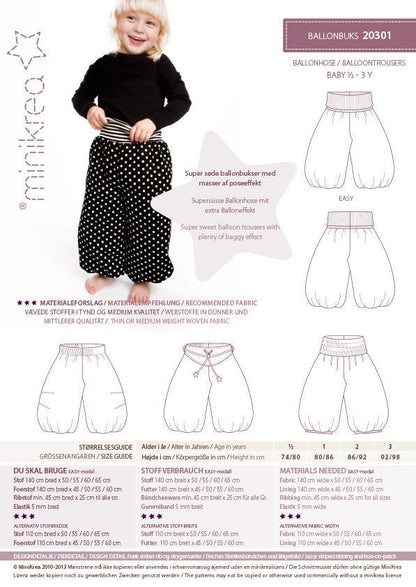 Balloon Pants - Minikrea - Pattern - 6mo - 3yrs - Simplifi Fabric