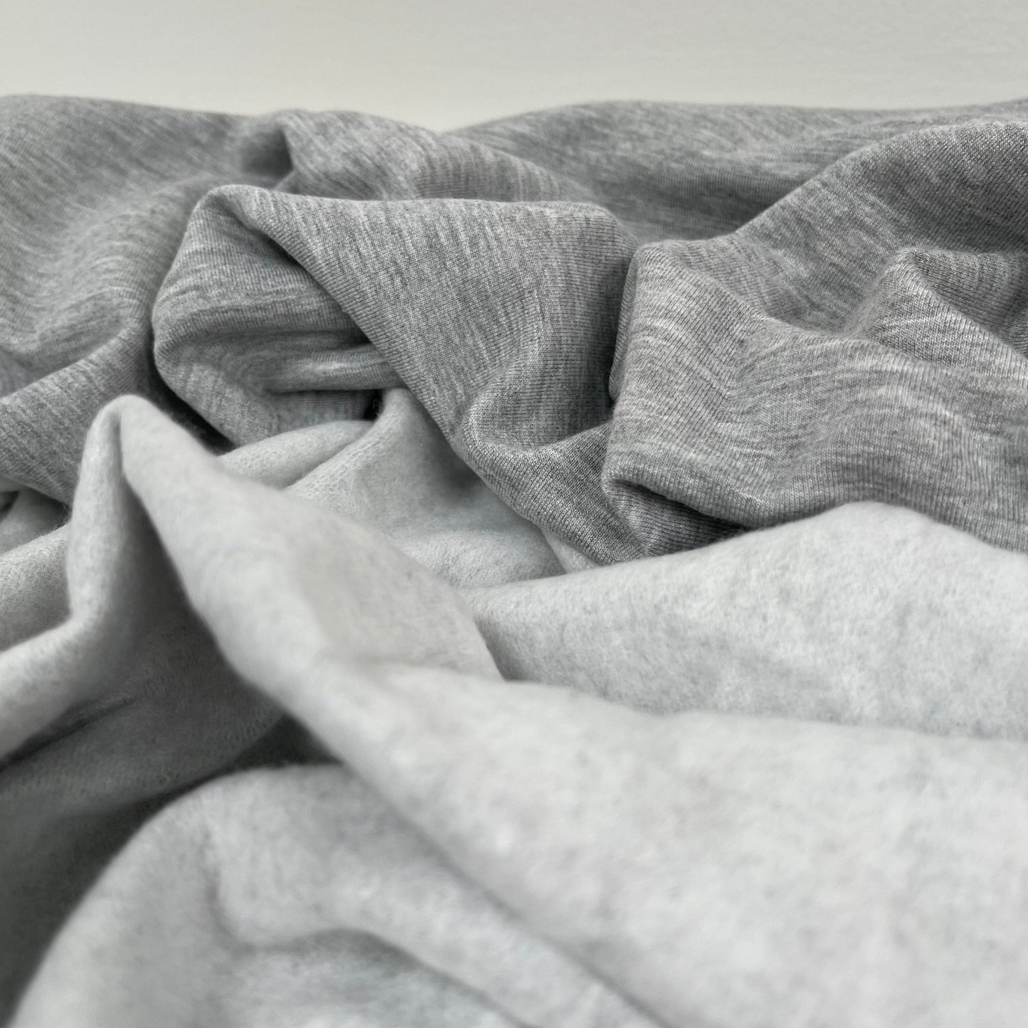 Bamboo Organic Cotton Stretch Fleece - Light Heather Grey - Simplifi Fabric