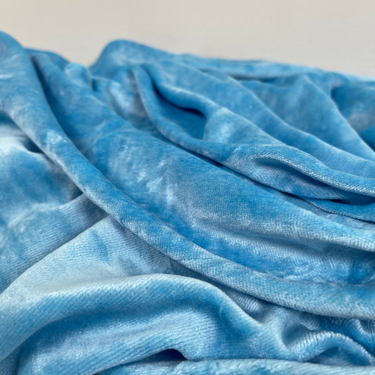 Bamboo Organic Cotton Velour - Blue - Simplifi Fabric