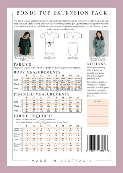 Bondi Top EXTENSION PACK - Paper Pattern - Sew to Grow - Simplifi Fabric