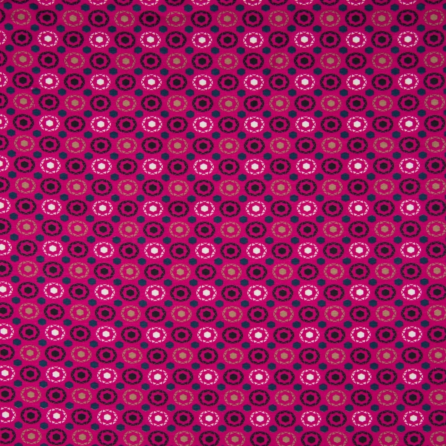 Circles - Organic Cotton Stretch Jersey - European Import - Fuchsia - Simplifi Fabric