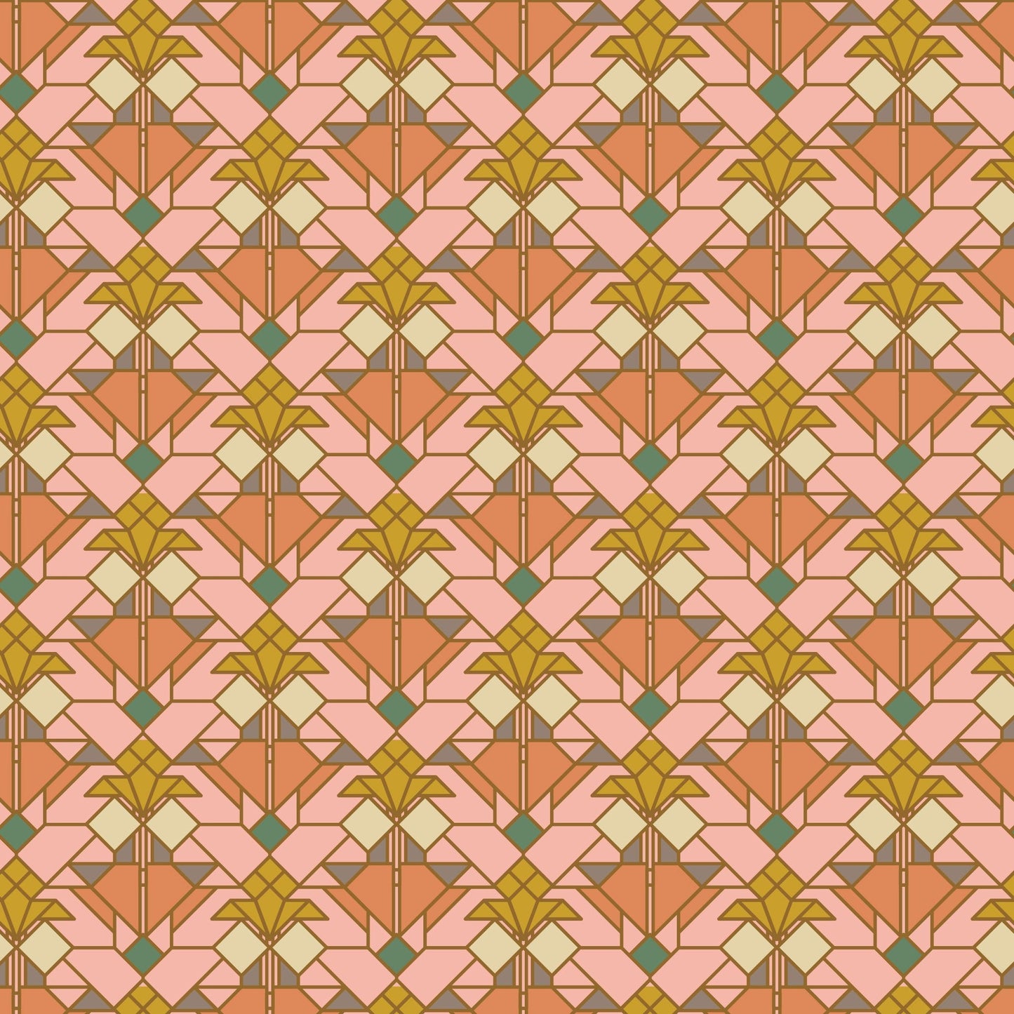 Coonley Tulip - Earth - Frank Lloyd Wright - Cloud 9 Fabrics - Poplin - Simplifi Fabric