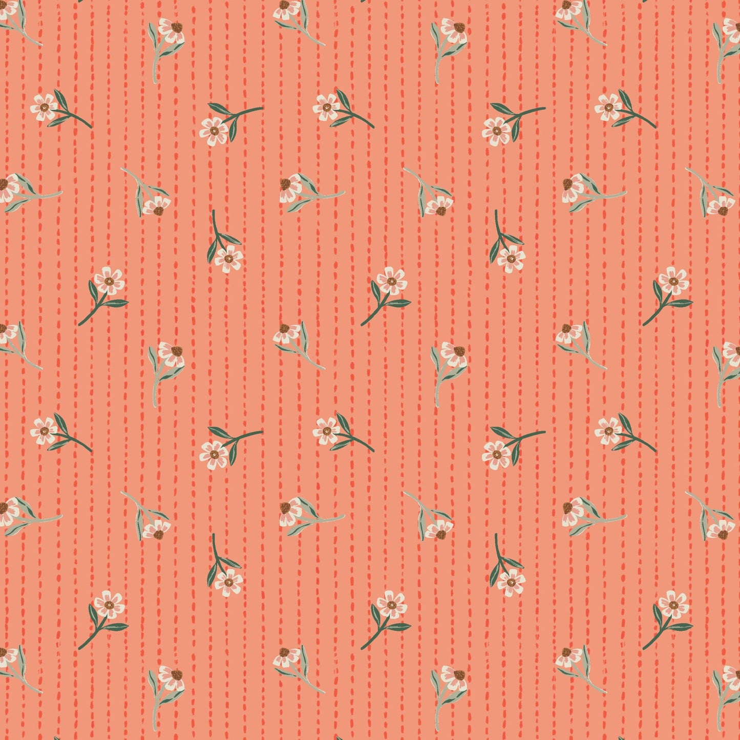 Coral Stitch - Floral Frenzy - Samantha Johnson - Cloud 9 Fabrics - Poplin - Simplifi Fabric