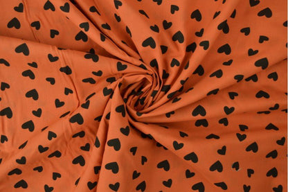 Cotton Voile - BLACK HEARTS - European Import - Oeko - Tex® - Copper - Simplifi Fabric