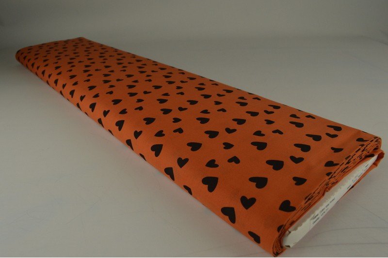 Cotton Voile - BLACK HEARTS - European Import - Oeko - Tex® - Copper - Simplifi Fabric