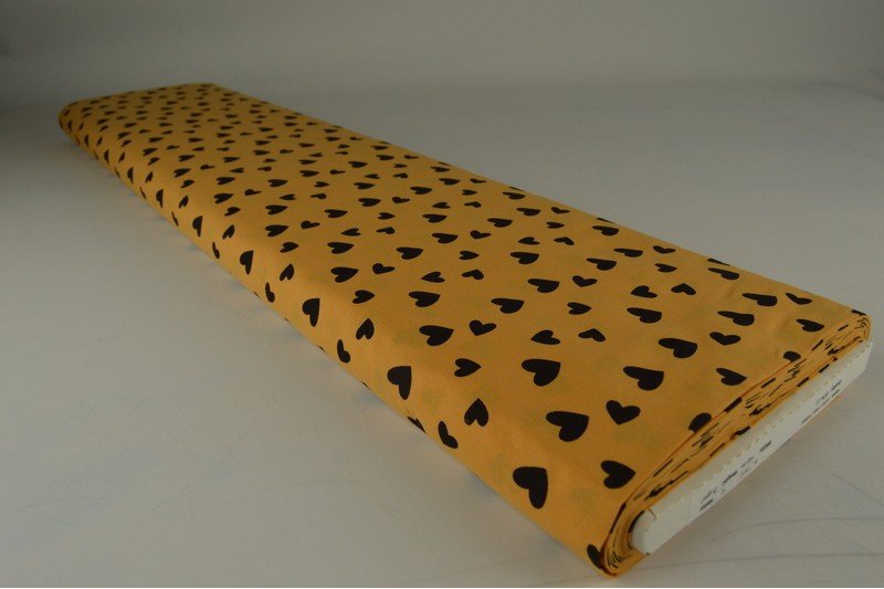 Cotton Voile - BLACK HEARTS - European Import - Oeko - Tex® - Ochre Yellow - Simplifi Fabric