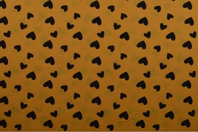 Cotton Voile - BLACK HEARTS - European Import - Oeko - Tex® - Ochre Yellow - Simplifi Fabric