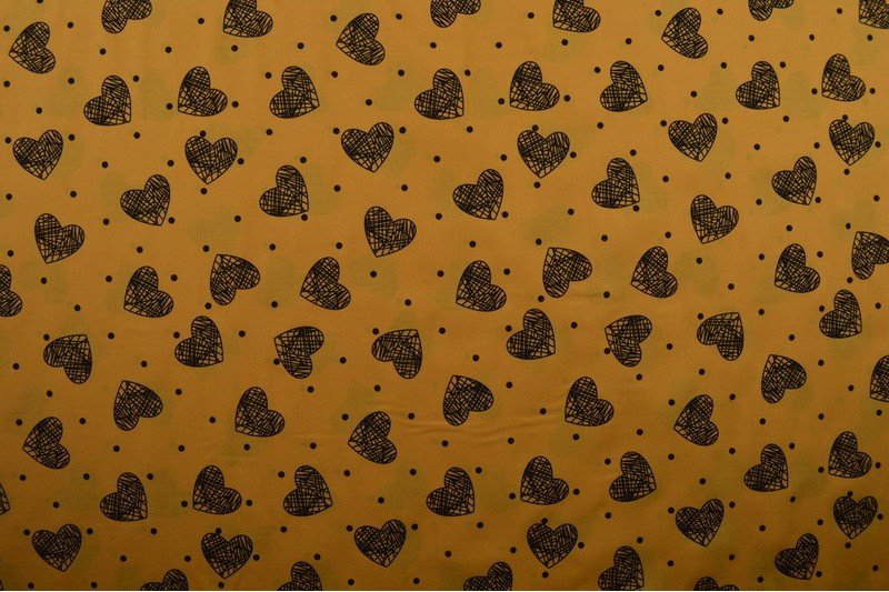 Cotton Voile - HEARTS - European Import - Oeko - Tex® - Ochre Yellow - Simplifi Fabric