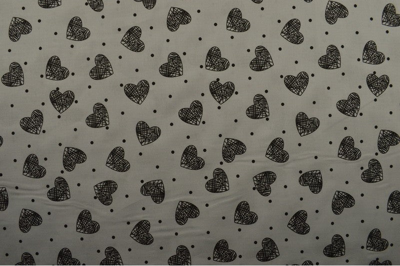 Cotton Voile - HEARTS - European Import - Oeko - Tex® - Silver Grey - Simplifi Fabric