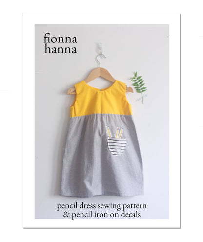 Pencil Dress & Iron on Decals Childrens Sewing Pattern - Fiona Hanna