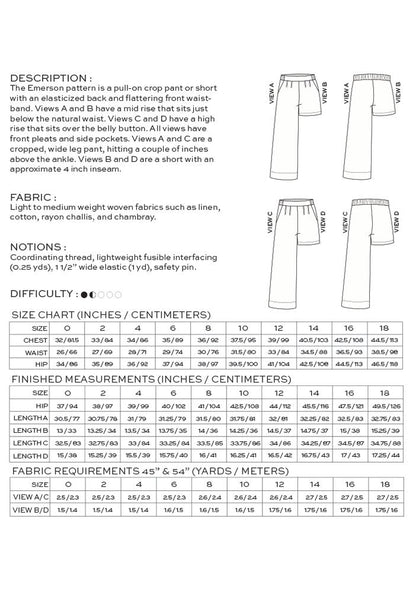 Emerson Pant & Short Sewing Pattern - True Bias - Simplifi Fabric