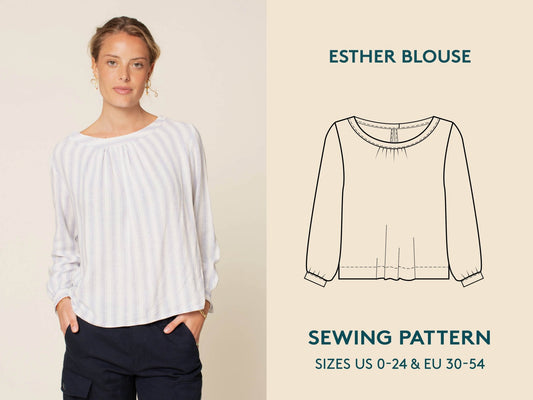 Esther Blouse Womens Paper Pattern - Wardrobe by Me - Simplifi Fabric