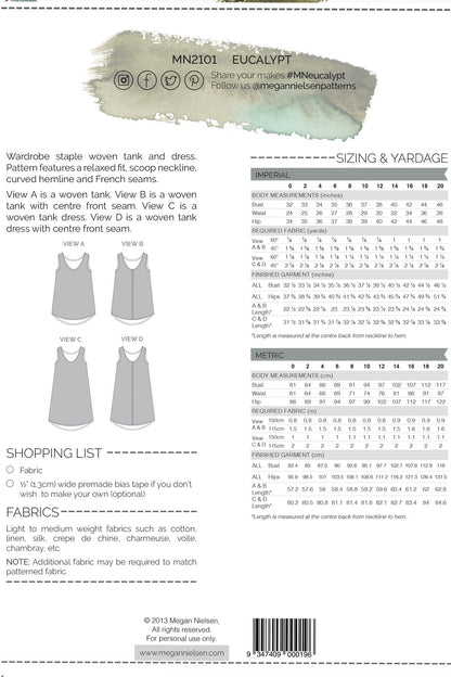 Eucalypt Woven Tank Top and Dress - Megan Nielsen Patterns - Sewing Pattern - Simplifi Fabric