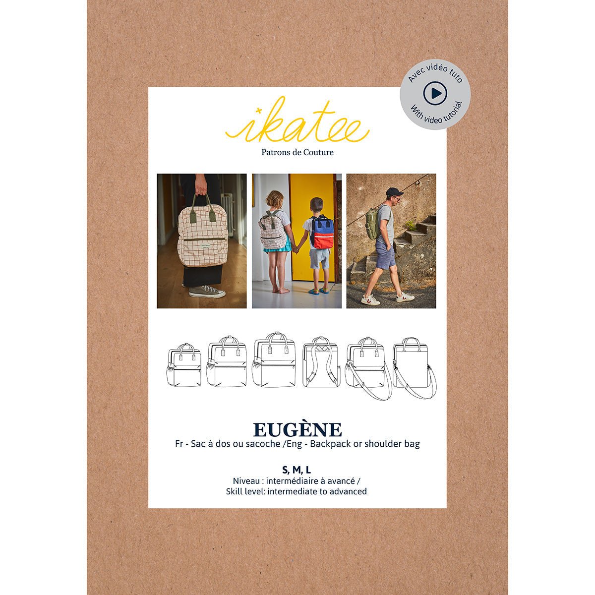 EUGÈNE - Backpack and Shoulder Bag - Paper Sewing Pattern - Ikatee - Simplifi Fabric