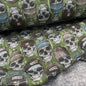 European Cotton Stretch Alpensweat - Skulls - Oeko - Tex® - Army Green - Simplifi Fabric