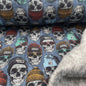 European Cotton Stretch Alpensweat - Skulls - Oeko - Tex® - Marine Blue - Simplifi Fabric